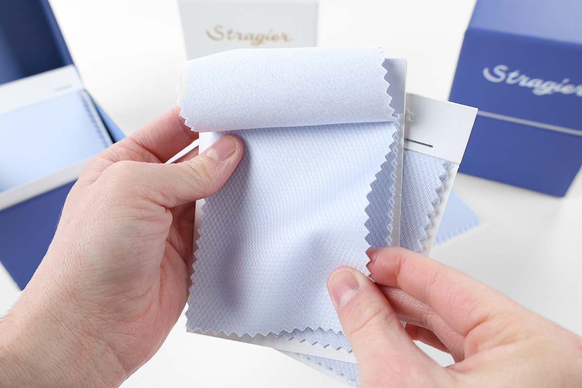 Présentation d'un échantillon d'entoilages pour chemise homme