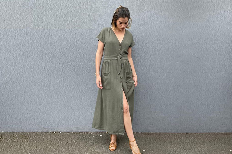 Présentation d'une robe en lin viscose