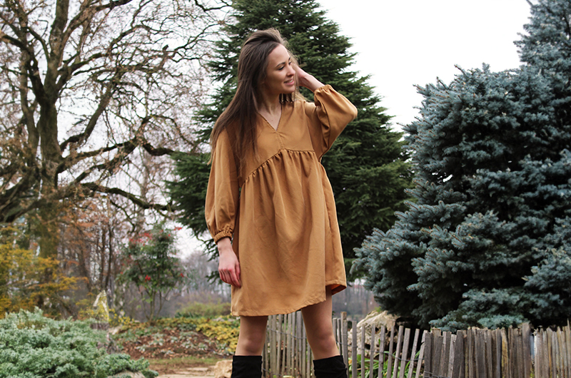 Robe en twill tencel coloris cognac par cha coud