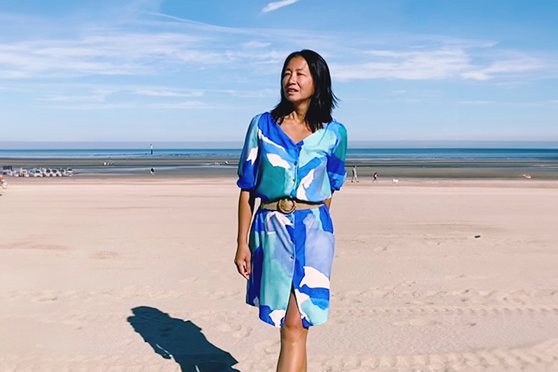 mydress_made en Crêpe viscose soft UNE Minérale - Gauguine - Azurite 