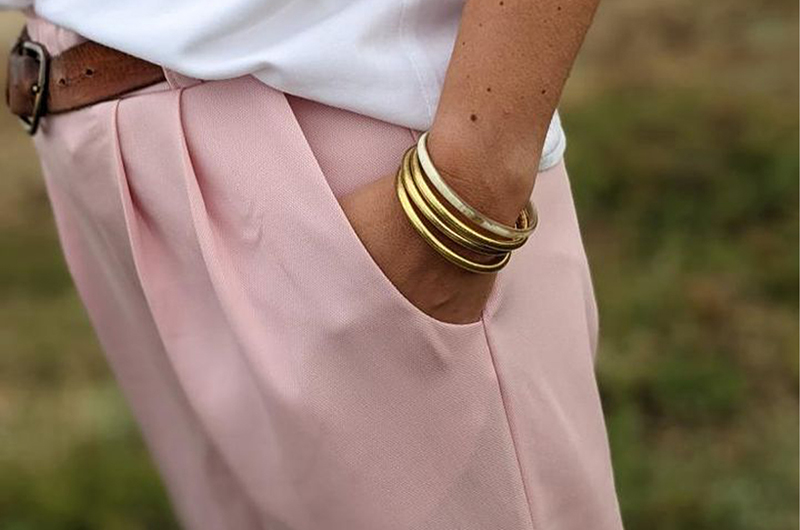 auguste septembre pantalon grain de paris pure laine rose perle