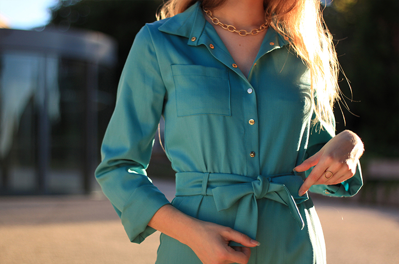 Chacoud en combinaison en grain de paris pure laine Vert Lapis