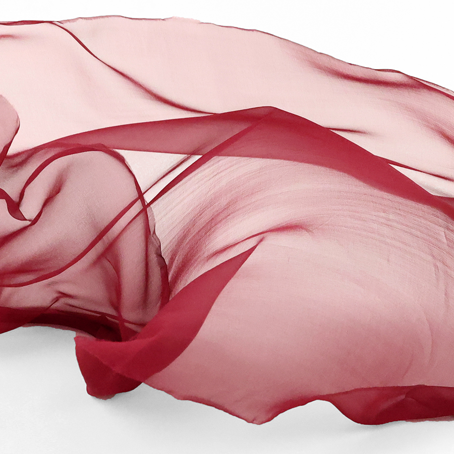 démonstration mousseline de soie georgette rouge burgundy