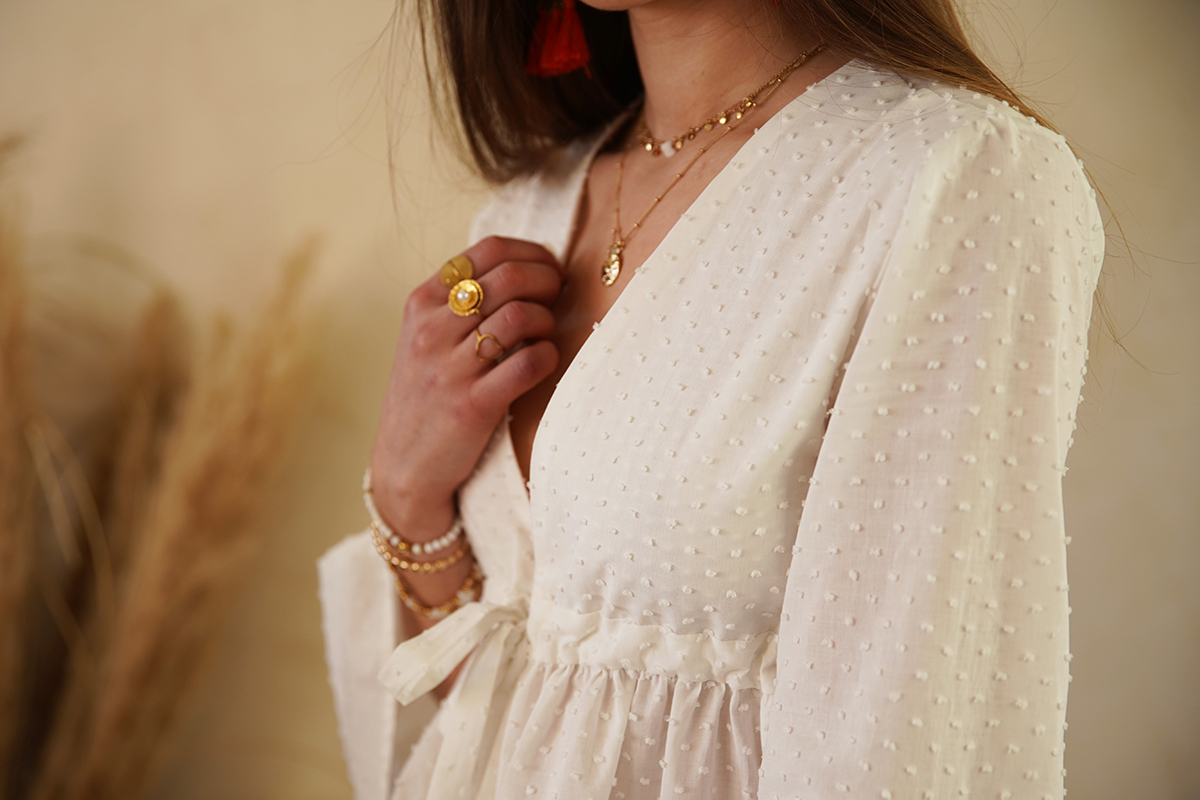 cha_coud en Batiste de Coton Plumetis - Blanc