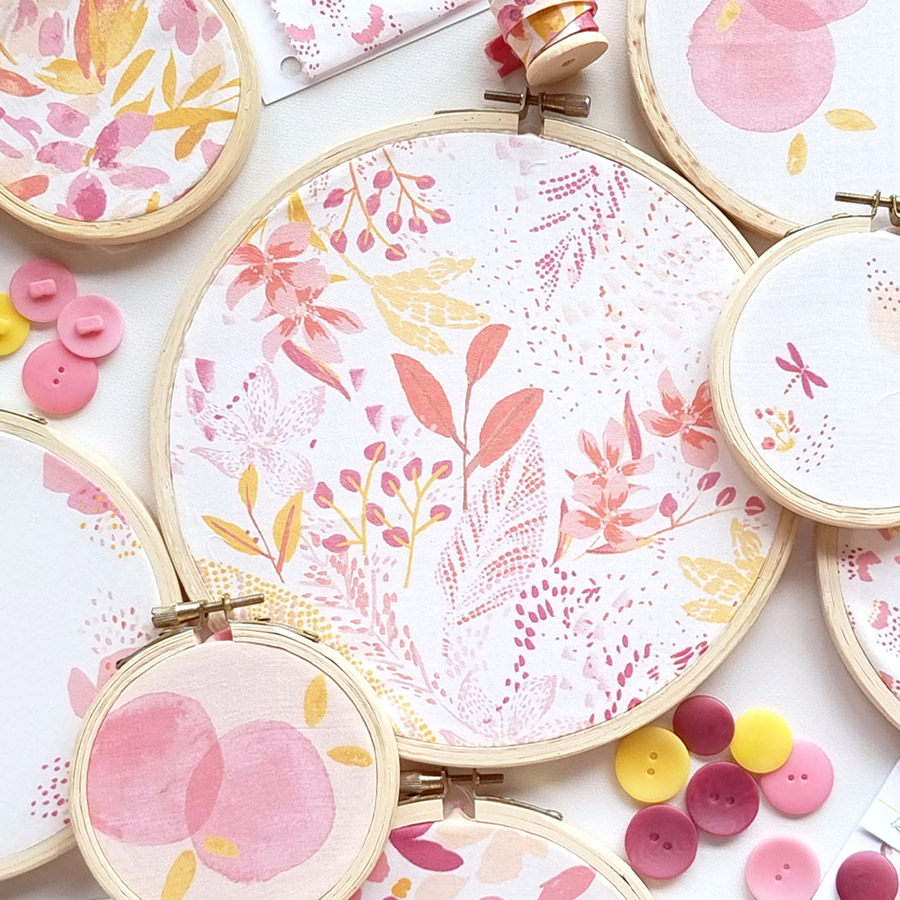 Présentation des tissus sunset qui font partie de la collection UNE Dolce Vita