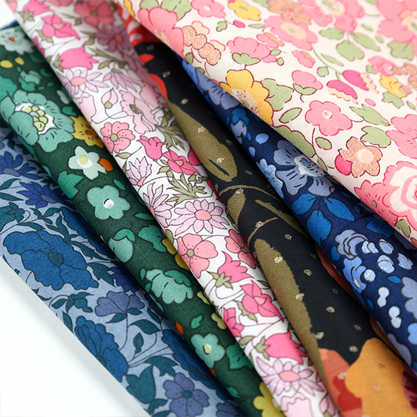 Présentation des différents tissus liberty tana lawn issu de la collection metallic tonal disponibles chez Stragier