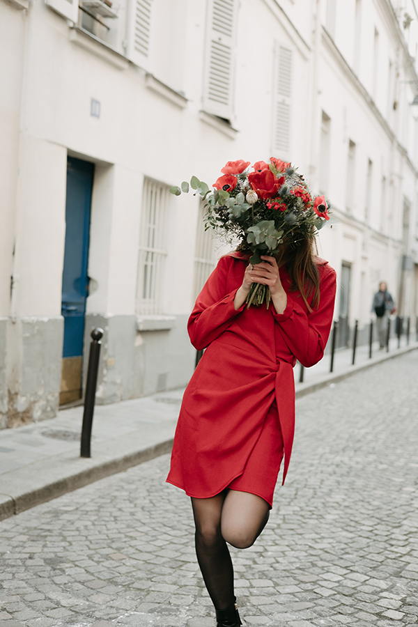Je suis une belette dans une robe en crêpe pure laine