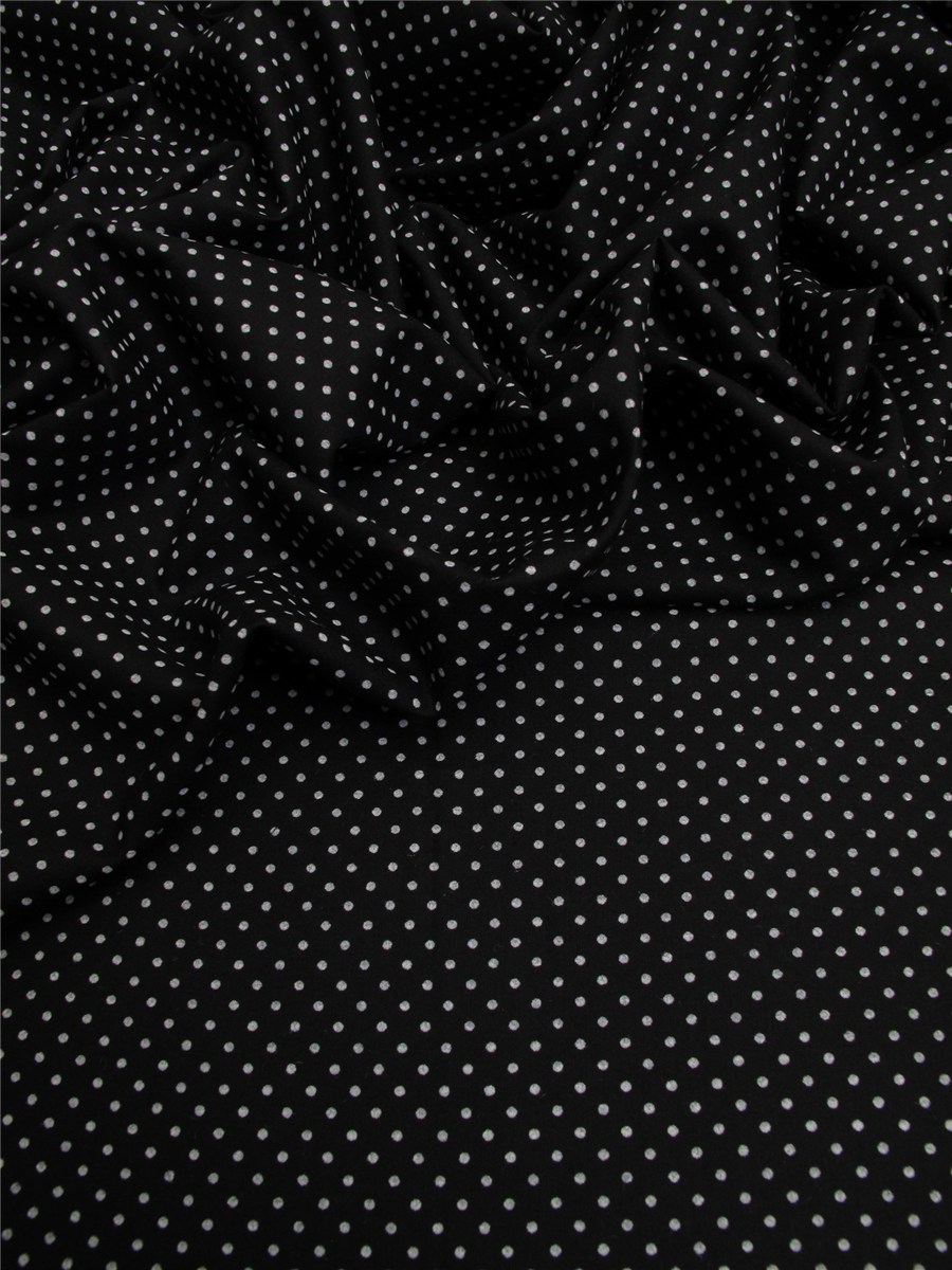 Batiste de Coton peigné - Pois 1,5 mm - Noir
