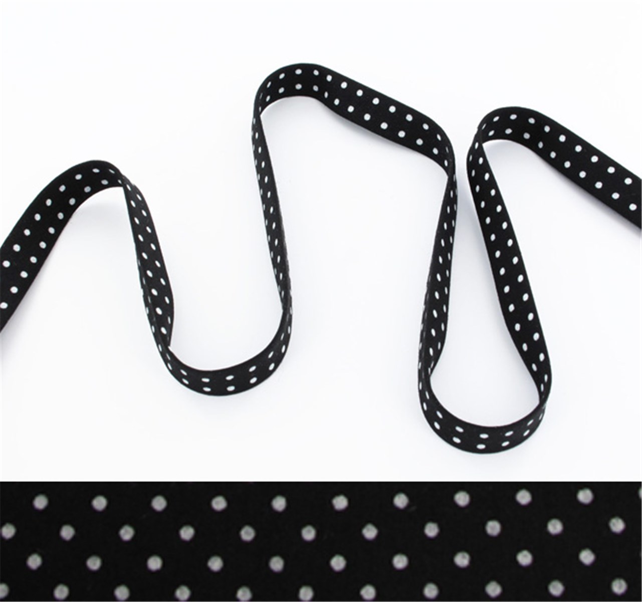 Lawn Bias Binding - Pois 1,5 mm - Noir - 10 mm