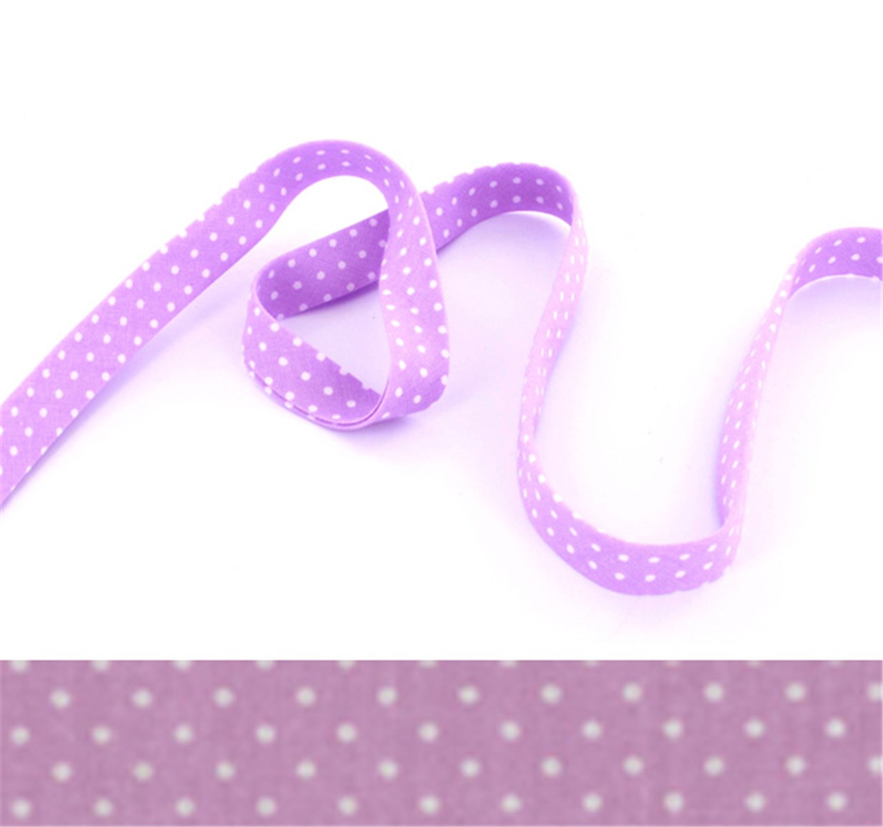Biais Popeline - Pois 1,5 mm - Lilas - 10 mm