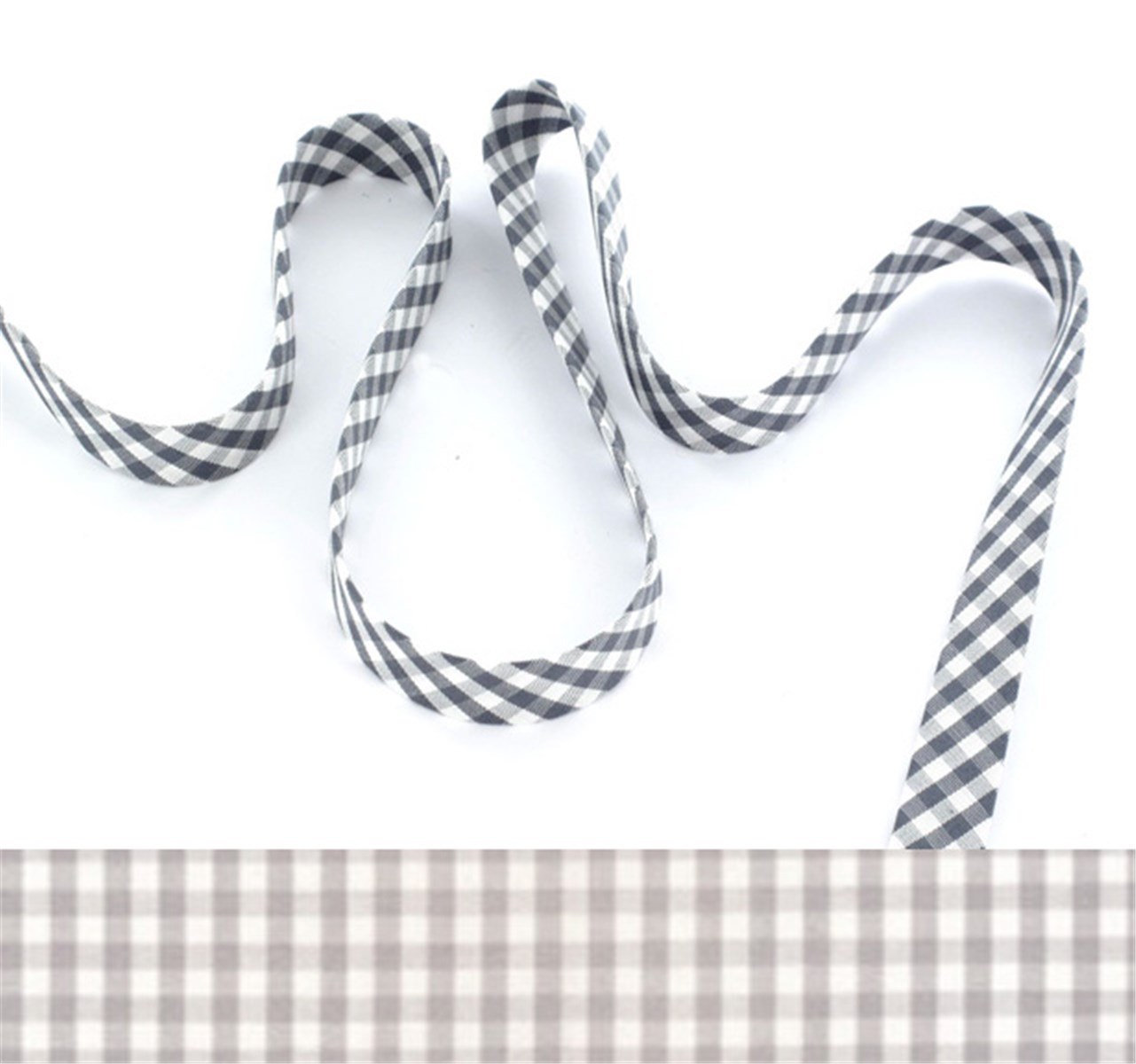 Biais - Vichy 2,5 mm - Gris - 10 mm
