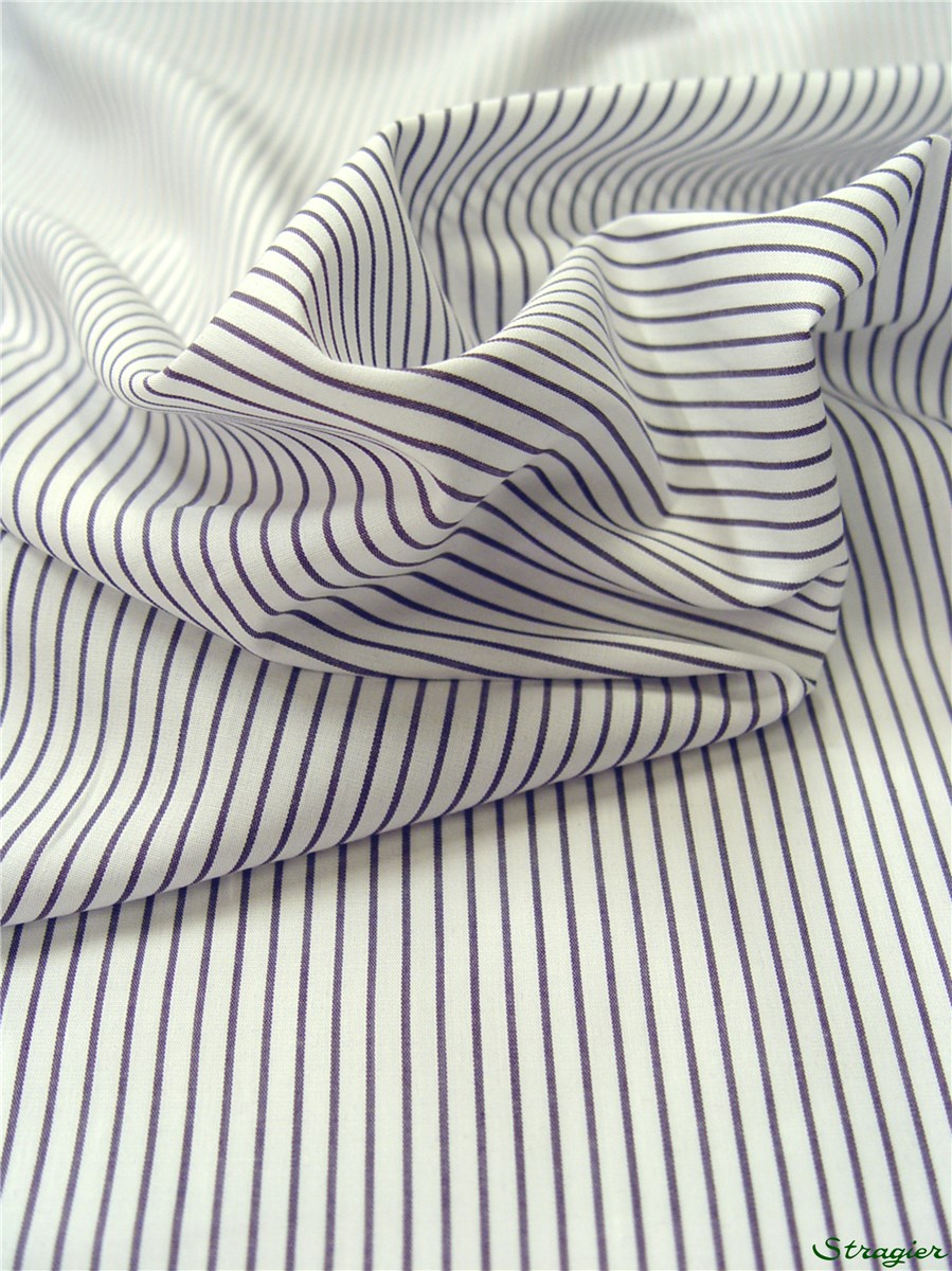 Popeline - Rayure 1mm - Prune