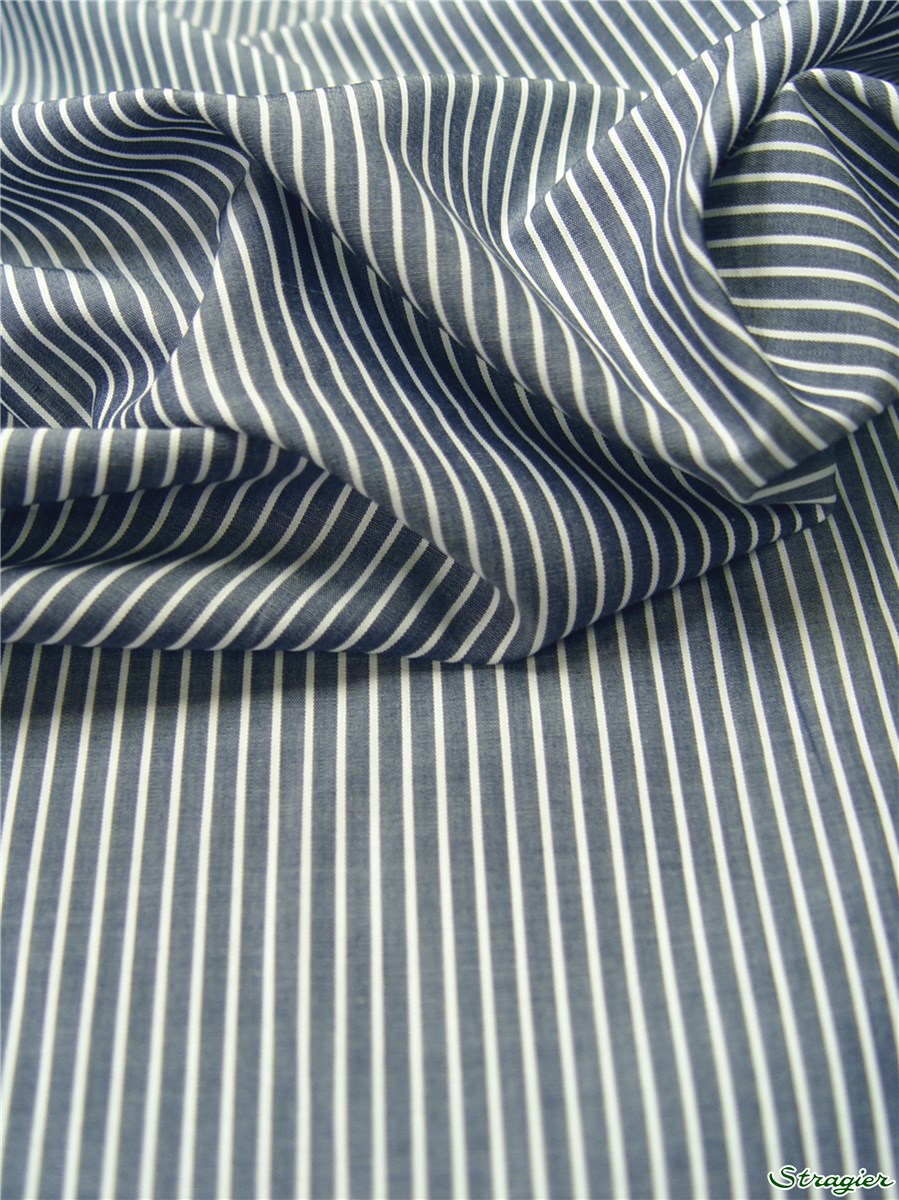 Popeline - Rayure inversées 1 mm - Navy
