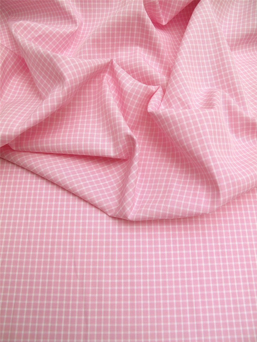 Popeline - Carreaux inversés 5 mm - Rose