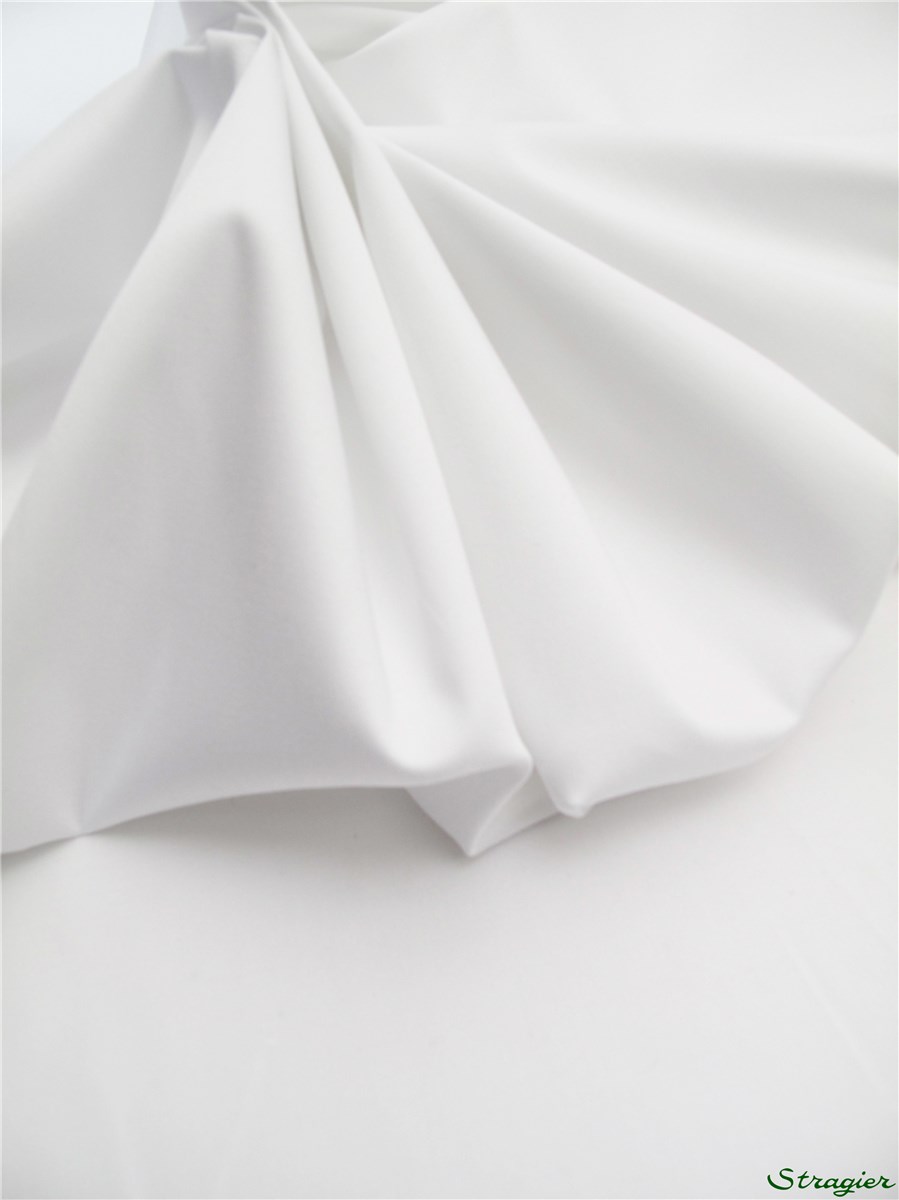 Satin de Coton Extensible - uni - Blanc 