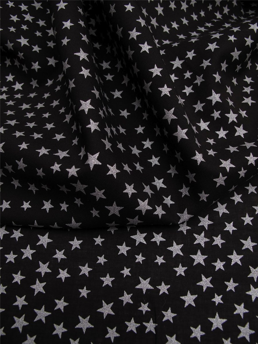 Lawn Batiste - Etoiles - Noir-Nacré