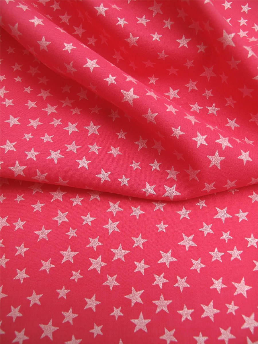 Batiste de Lawn - Etoiles - Fuchsia-Nacré