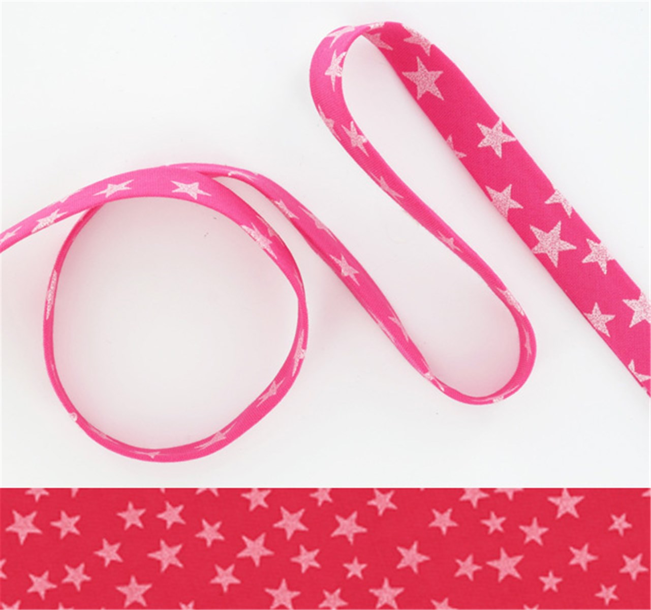 Lawn Bias Binding - Etoiles - Fuchsia-Nacré - 10 mm