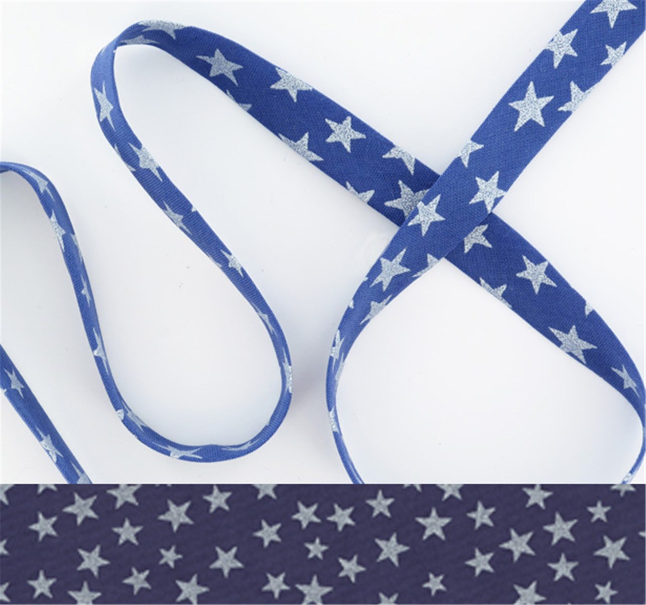 Biais de Lawn - Etoiles - Outremer-Nacré - 10 mm