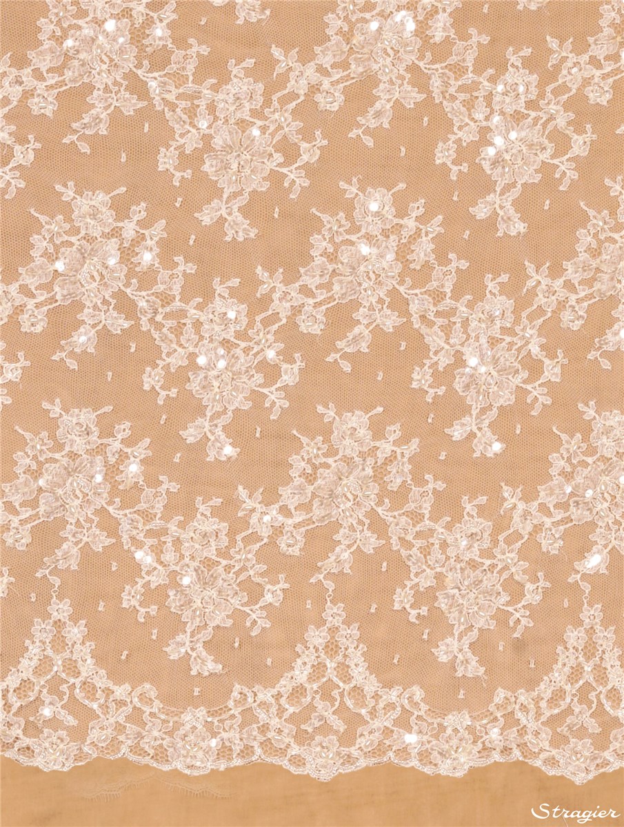Beaded Chantilly Lace - Juliana - Stragier Ivory - 90 cm