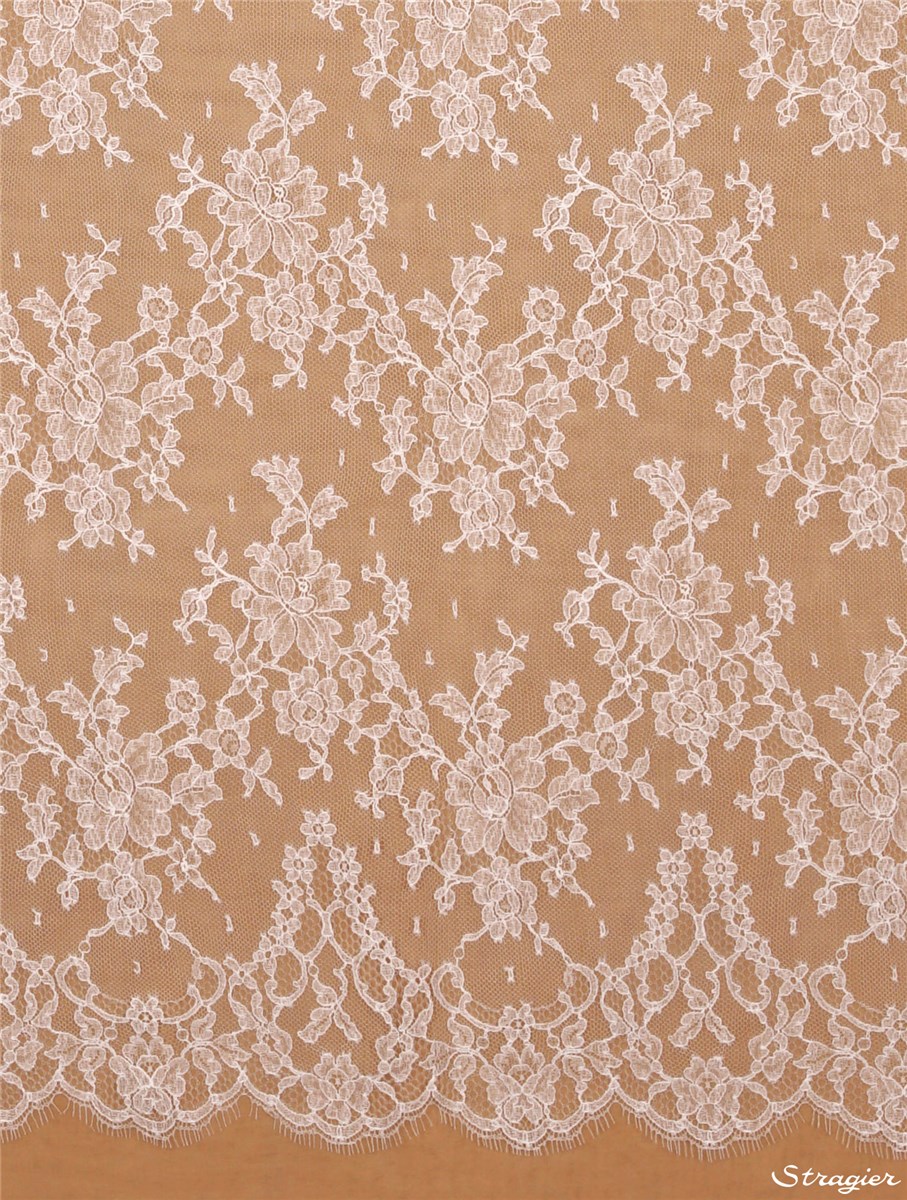 Dentelle Chantilly - Julienne - Blanc Optique Stragier - 90 cm