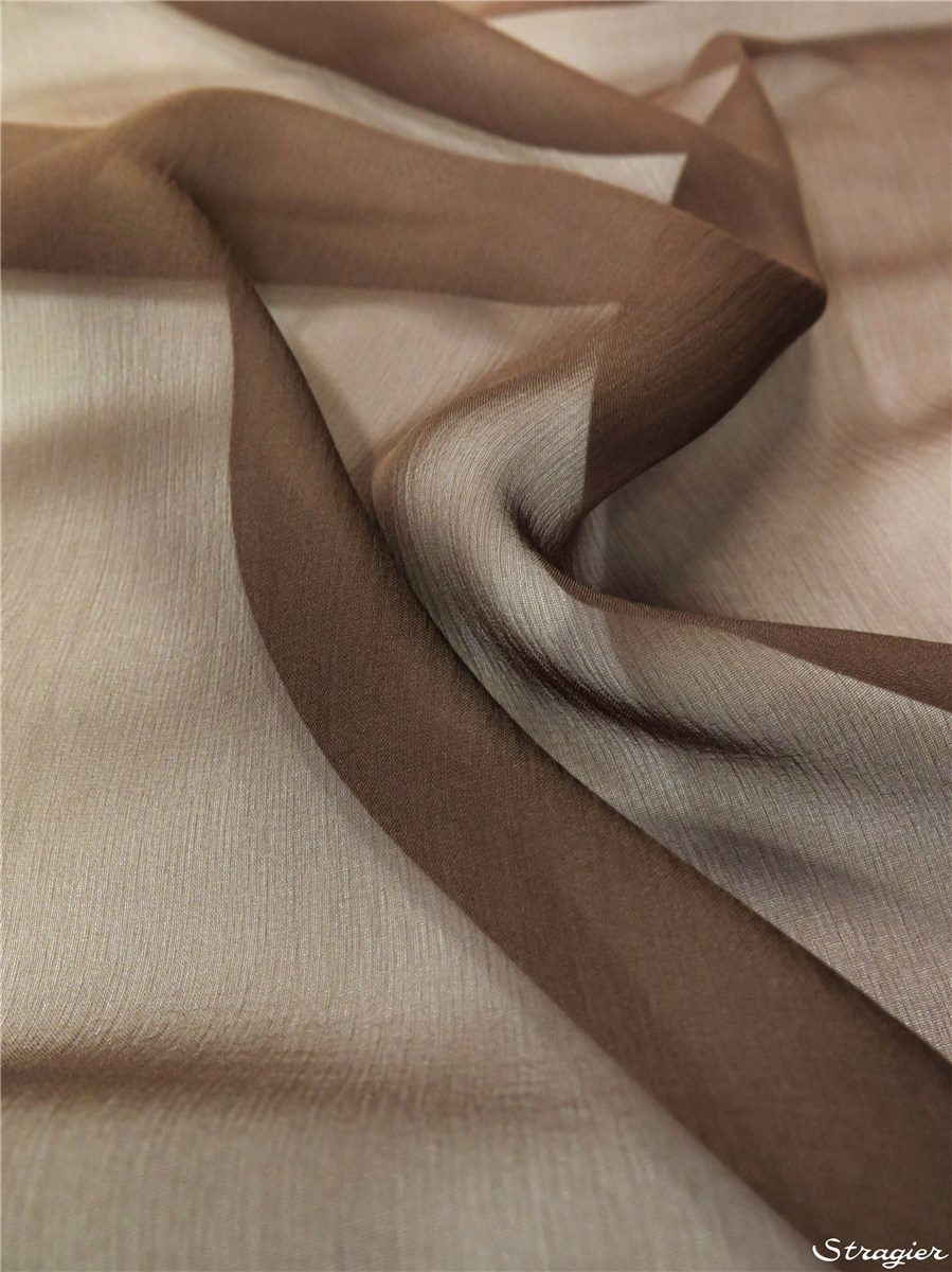 Mousseline de Soie - uni - Marron - 140 cm
