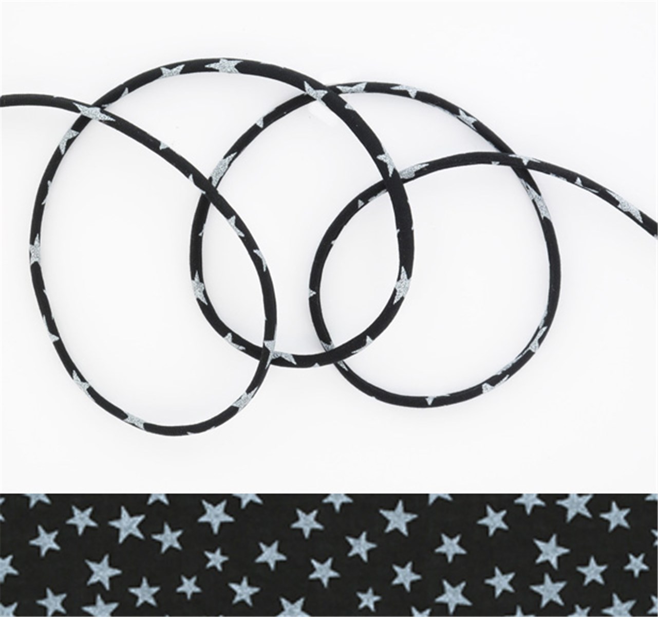 Lawn Cord - Etoiles - Noir-Nacré - 4 mm