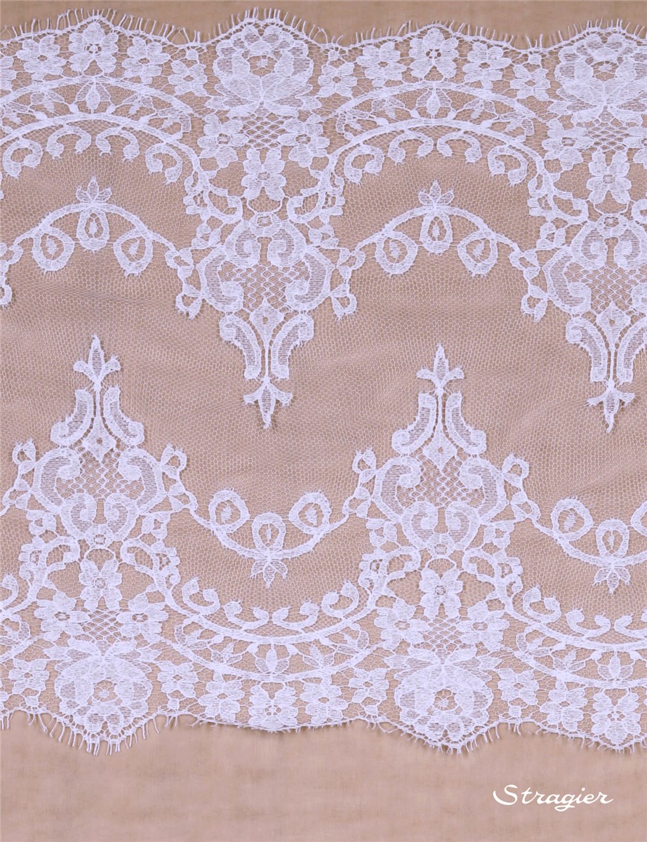 Dentelle de Calais - Alexandrine - Blanc Optique Stragier - 36 cm