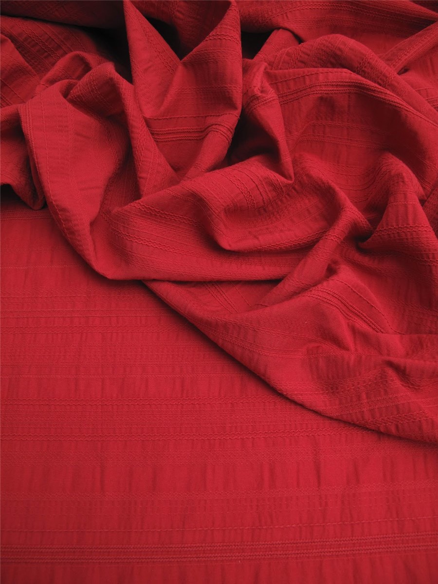 Seersucker Jacquard - uni - Rouge Framboise