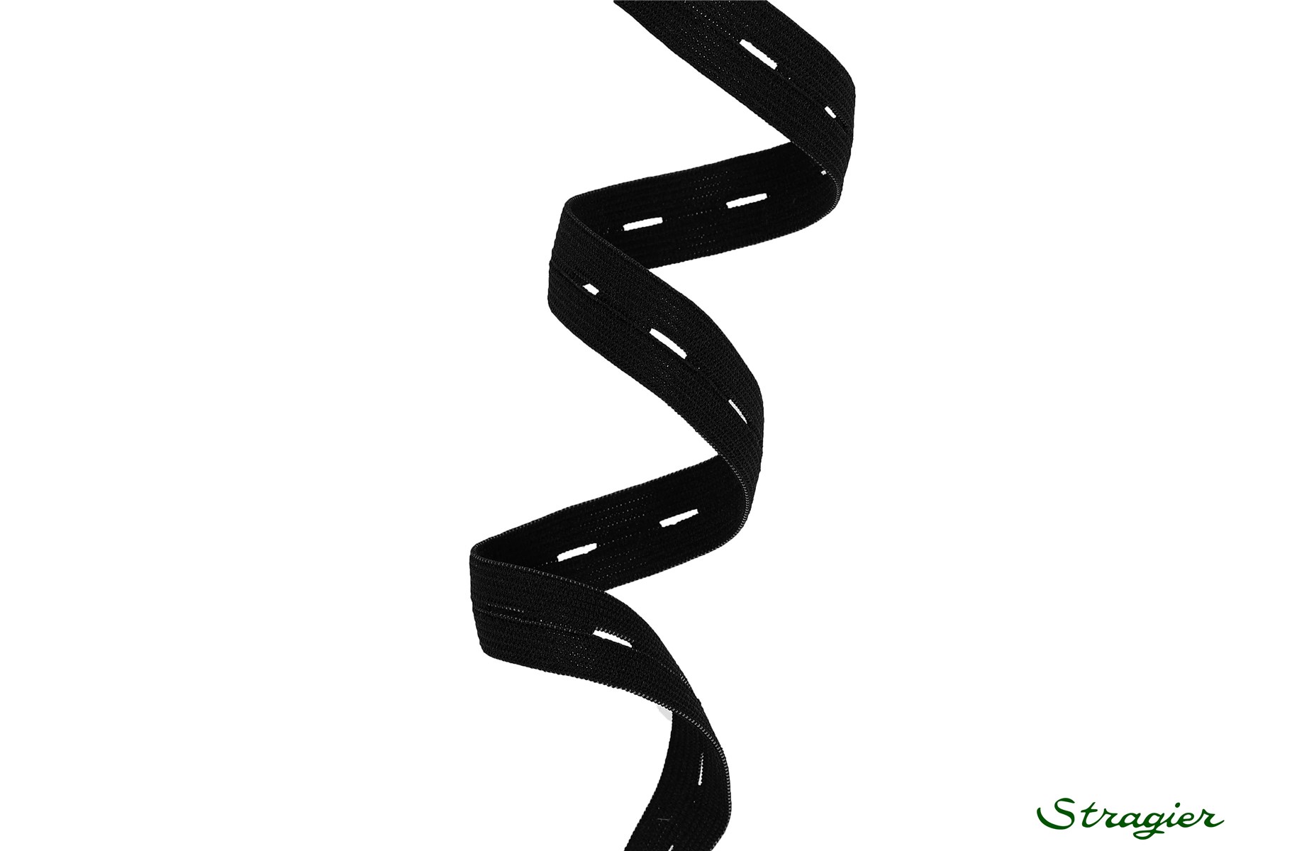 Buttonhole Knitted Elastic Tape - Plain - Noir