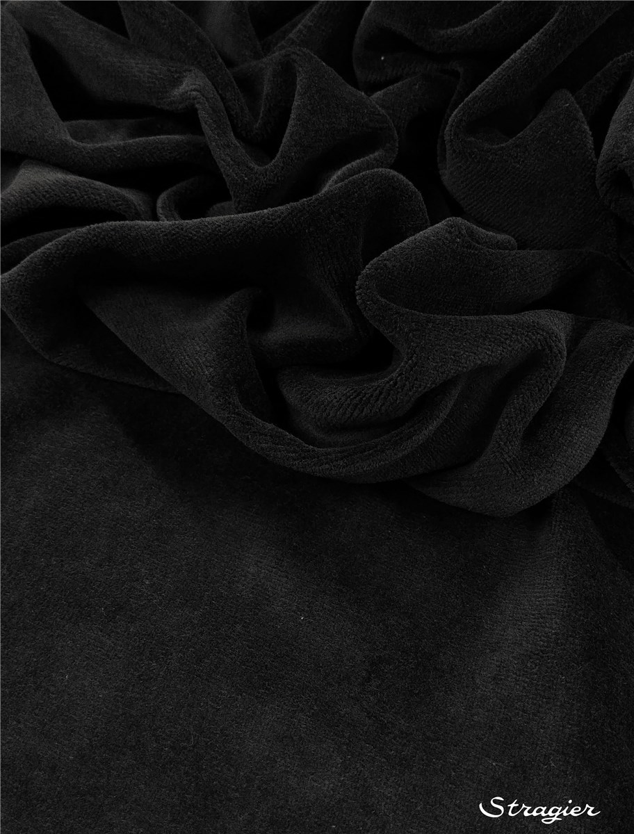 Jersey Velours - uni - Noir