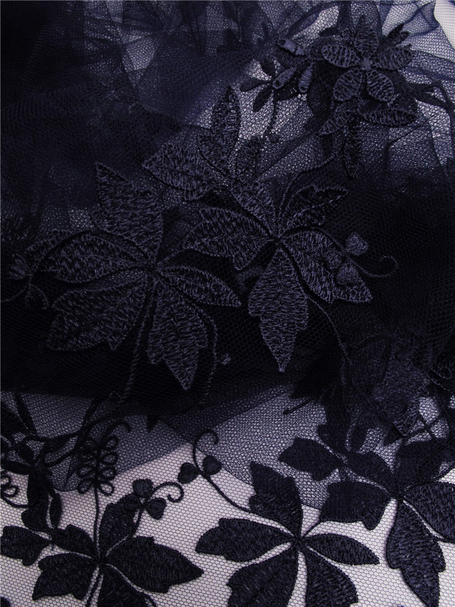 Tulle Sheer with 3D Appliquées - Carolina - Marine - 138 cm