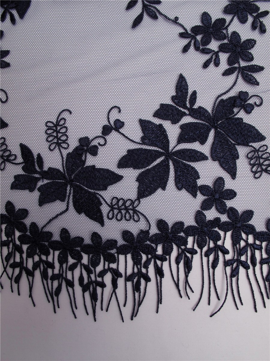 Tulle Sheer with 3D Appliquées - Carolina - Marine - 138 cm