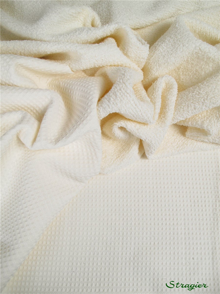Waffle piqué with terrycloth loops on the back - Plain - Ivoire