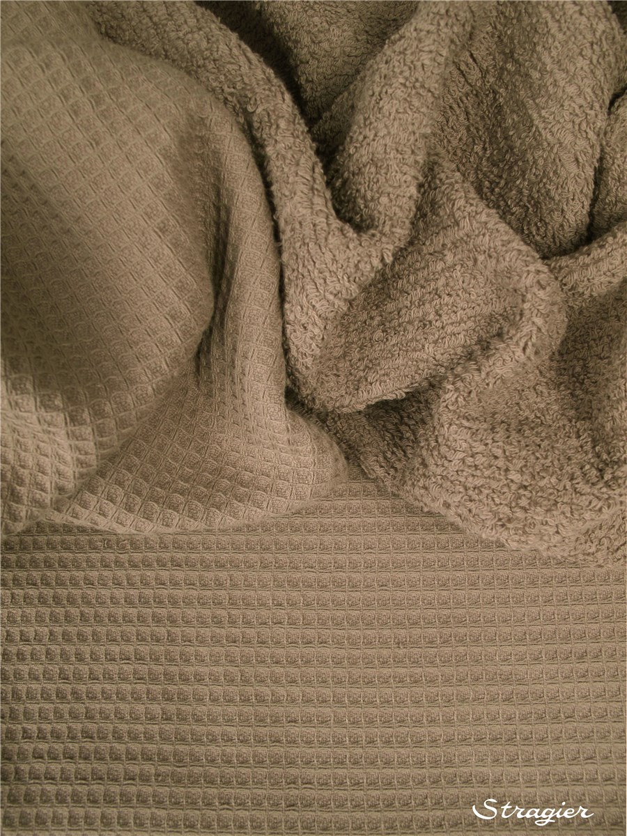 Waffle piqué with terrycloth loops on the back - Plain - Taupe