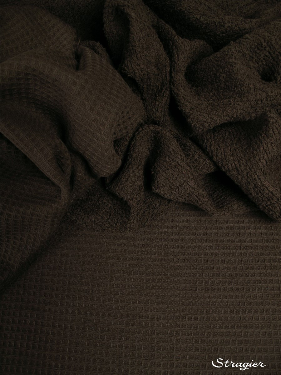 Waffle piqué with terrycloth loops on the back - Plain - Café