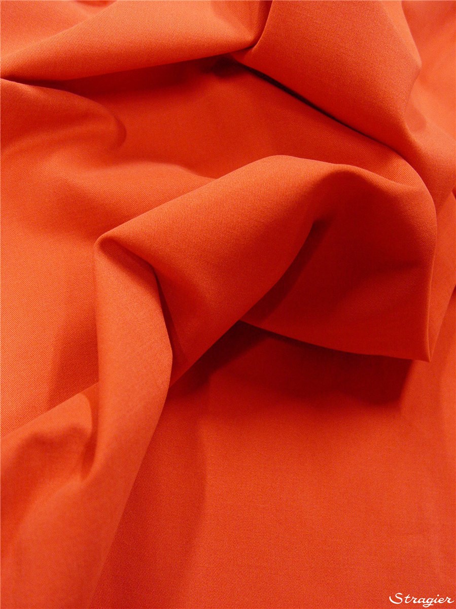 Coton Sergé léger émerisé - Uni - Mandarine