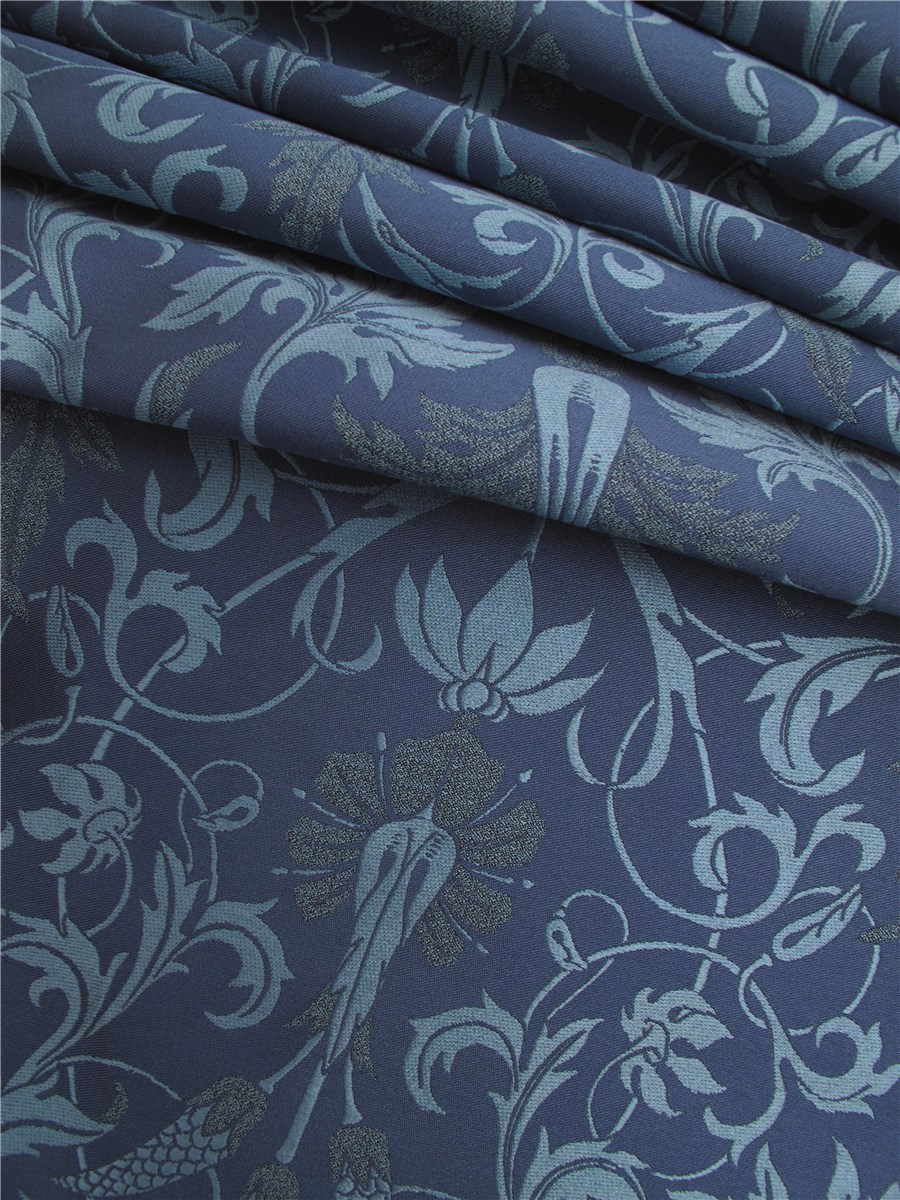 Brocart de Soie - Fleur de Pin - Bleu Canard 