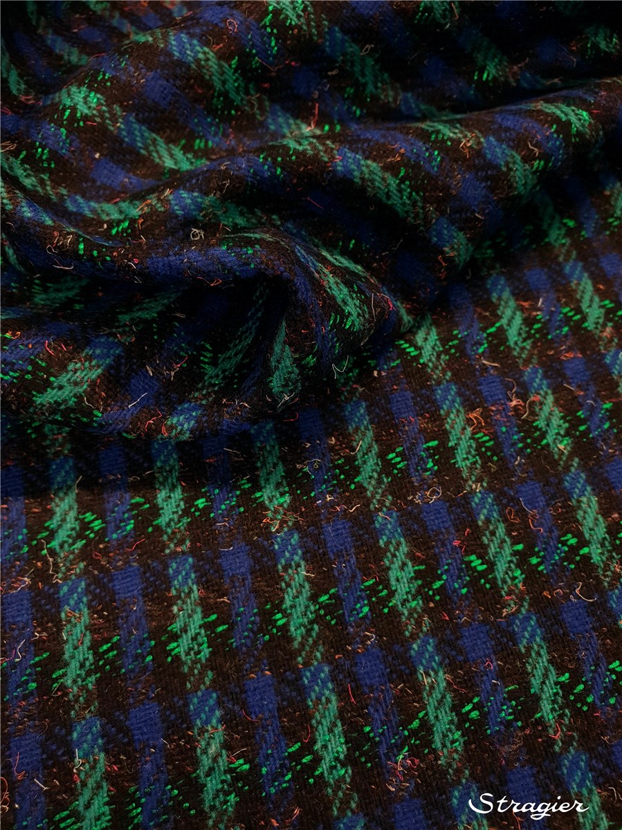 Lainage mélangé - Vasarely - Bleu Roi / Emeraude