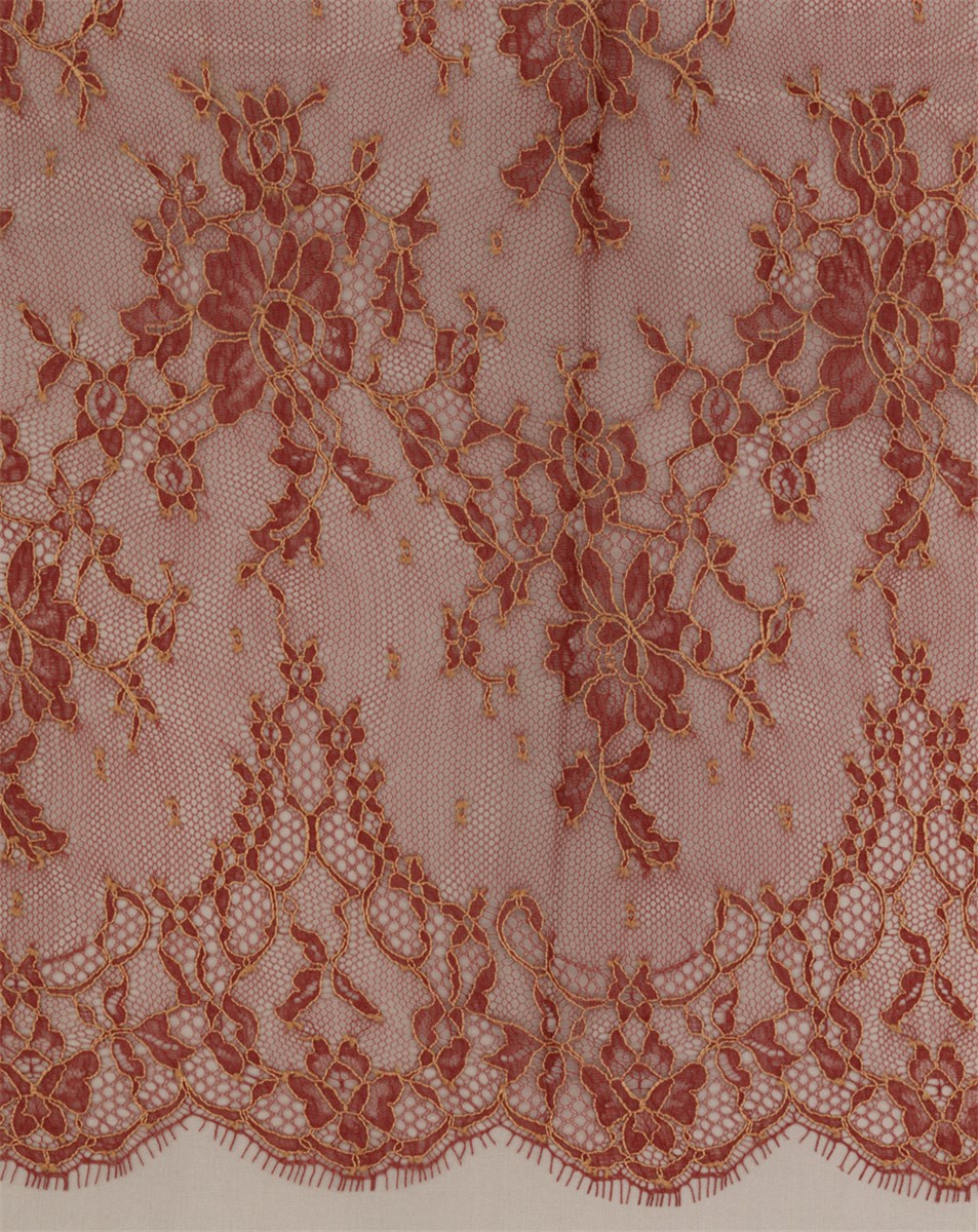 Dentelle Chantilly - Julienne - Bourgogne/Chamois - 90 cm