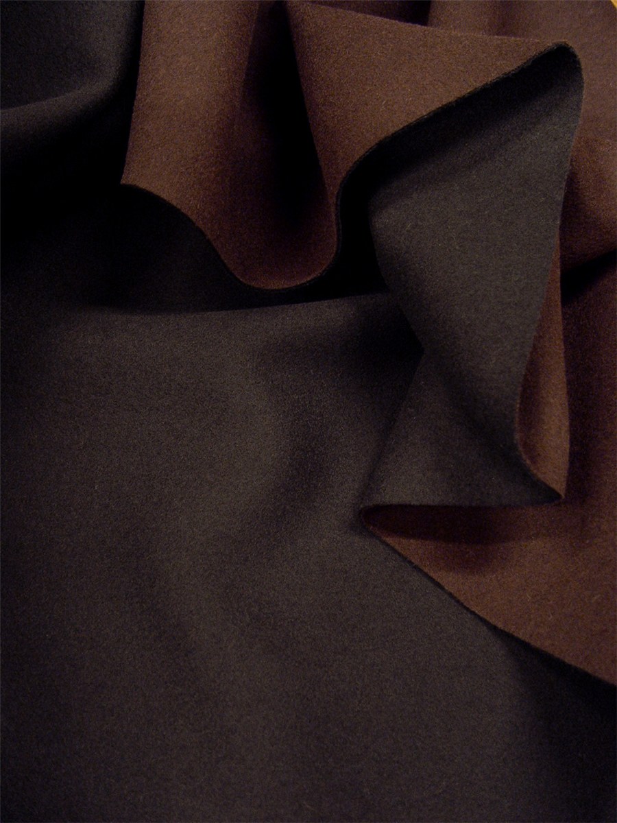 Fulled Wool - Double Face - Plain - Chocolat - Noir