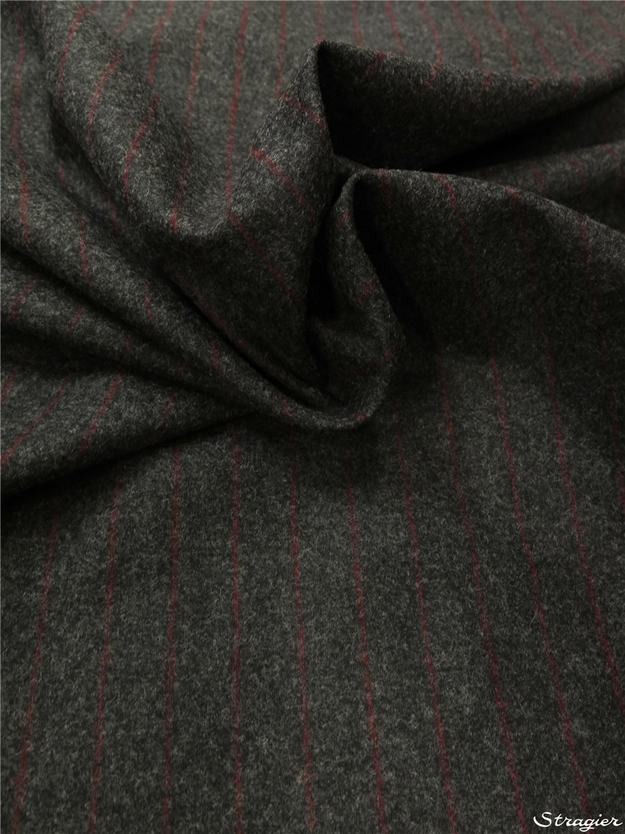 Laine Foulée Merinos - Rayures - Rubis-Anthracite