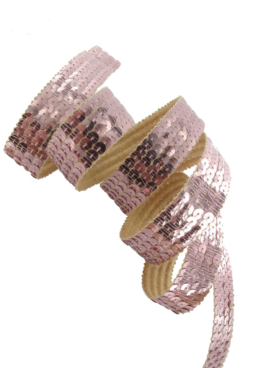 Sequin Trim - Plain - Rose Zéphyr - 20 mm