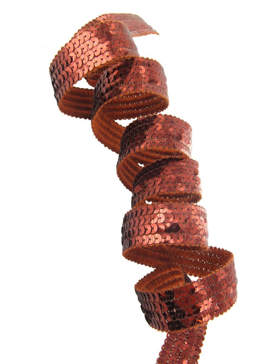 Galon Paillettes - uni - Cognac - 20 mm