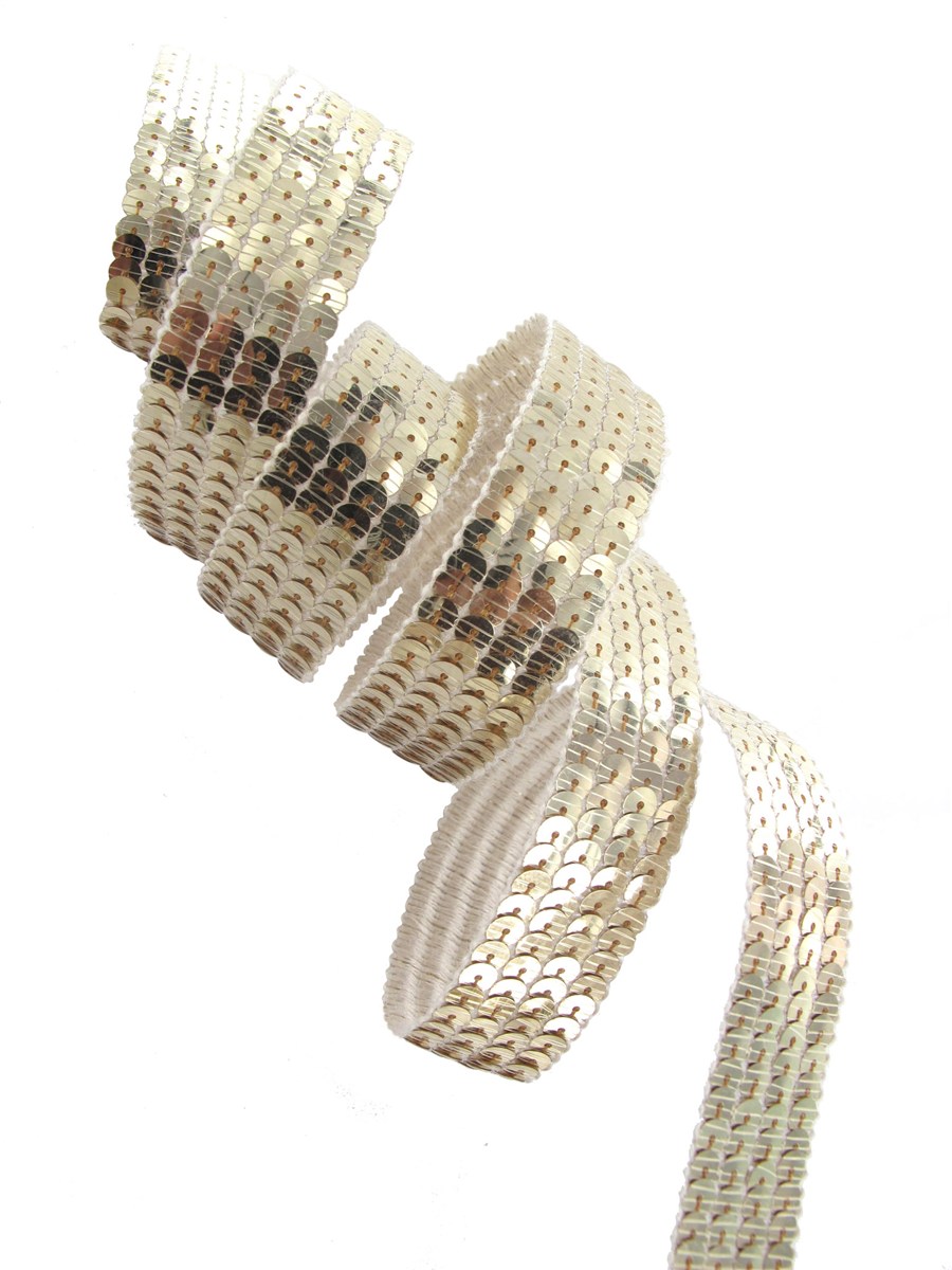 Sequin Trim - Plain - Or clair - 20 mm
