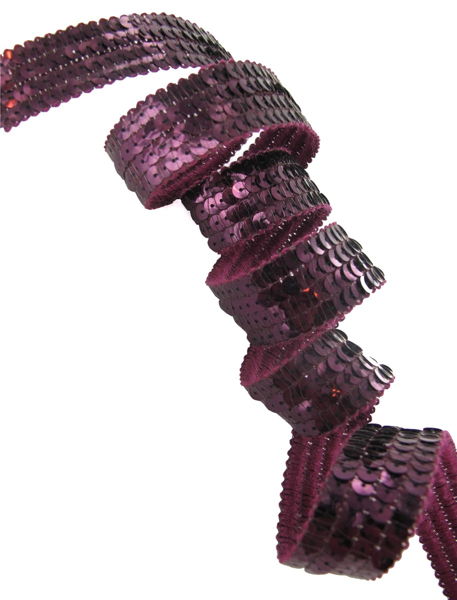 Galon Paillettes - uni - Prune - 20 mm