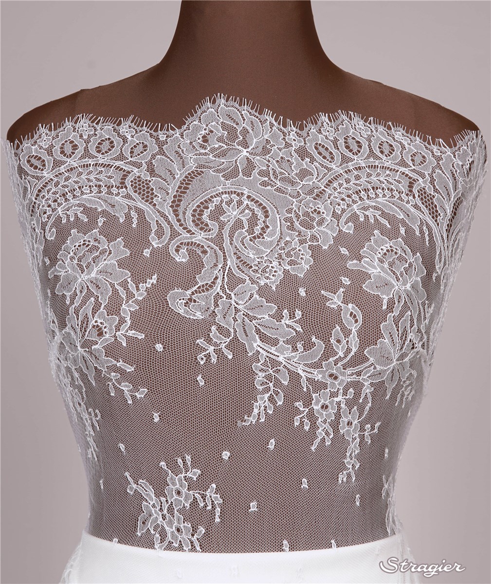 Dentelle Chantilly - Ysolde - Blanc Optique Stragier - 175 cm