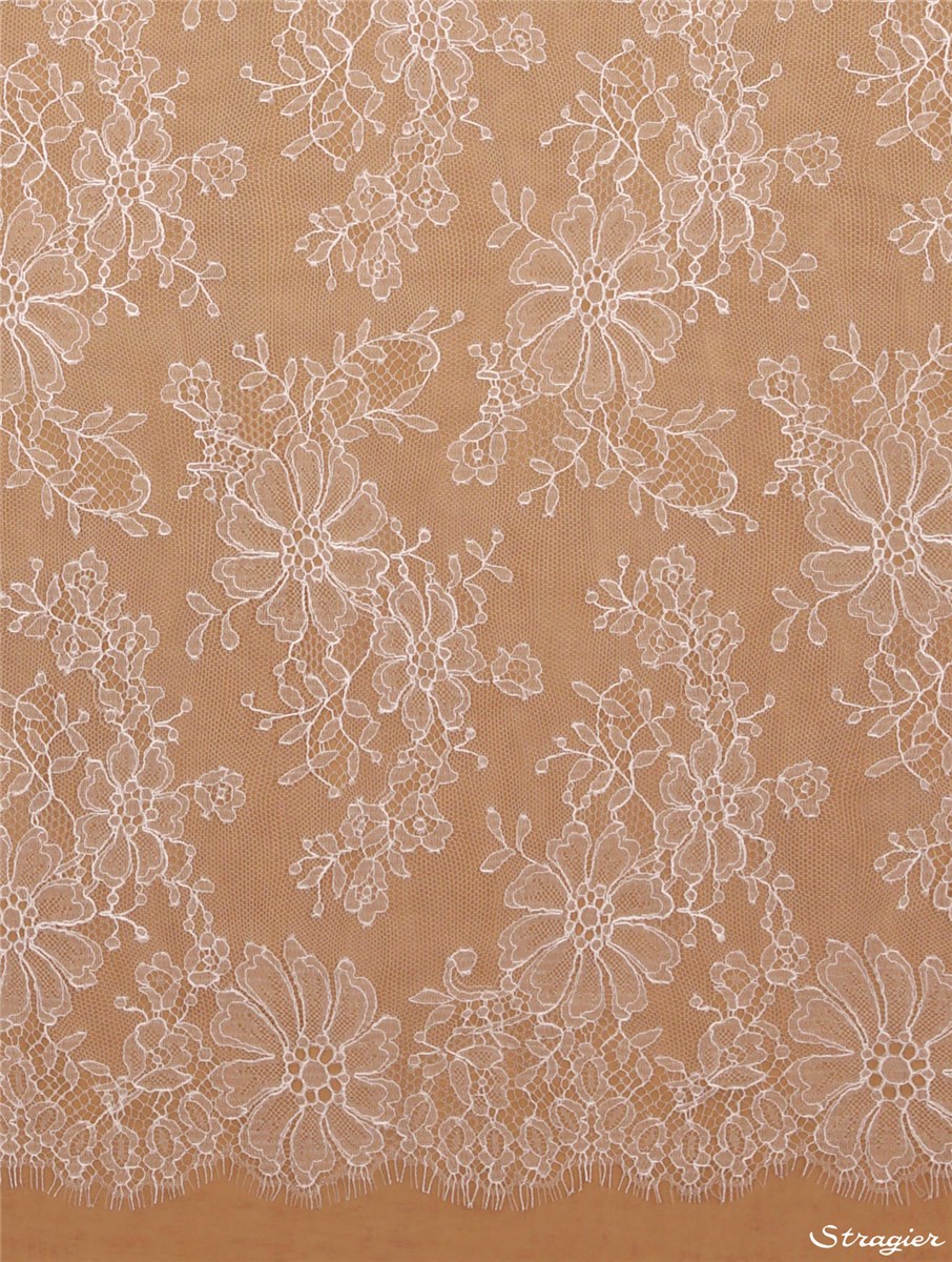Dentelle Chantilly - Promenade - Blanc Optique Stragier - 90 cm