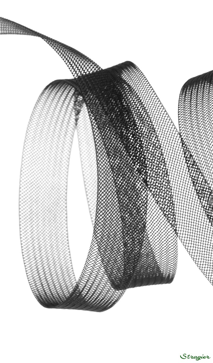 Bande de Crin fin - sans fil - uni - Noir - 15 mm