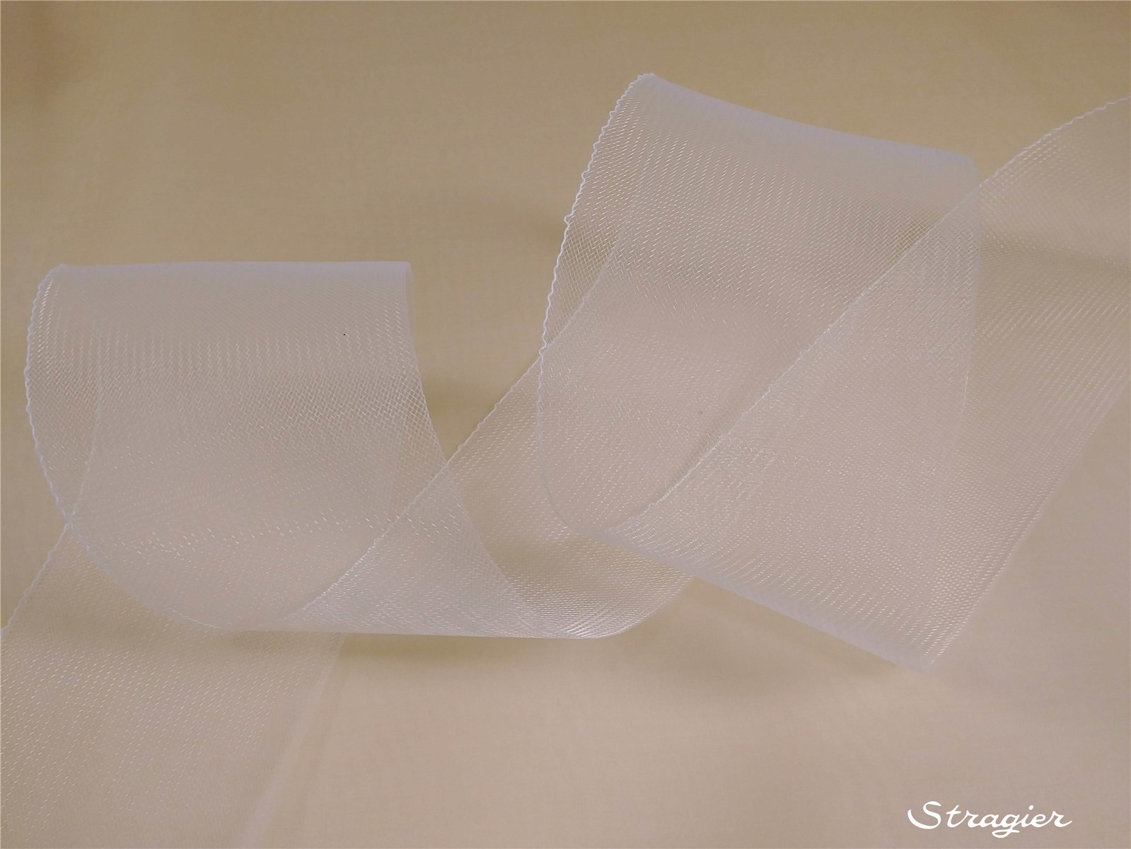 Bande de Crin fin - avec fil - uni - Blanc - 100 mm